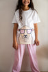 Girls Sheep PJ Set White T-Shirt + Rose Pants